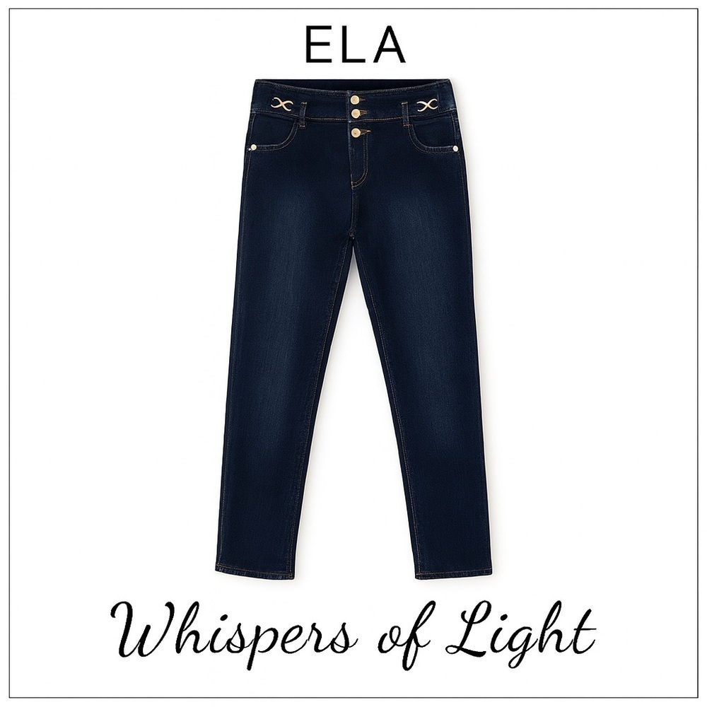 Size 6 • ELA High-Rise Dark Wash Skinny Jeans – Gold Button Detail - Picture 2 of 13